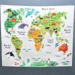 벽걸이 세계지도 동물 어린이집 유치원 아기방 : 알리솜