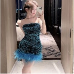 연주용 레이스 2부 피아노 미니 롱 셀프 스팽글드레스 들러리 시상식 DRESS : 아델에이드 스타일