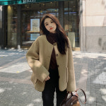 겨울코트 프랑스 숏 양모 코트 여성 겨울 두꺼운 디자인 감각 모피 하나의 미니 소형 면화 : 마구마구요