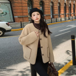 겨울코트 프랑스 숏 양모 코트 여성 겨울 두꺼운 디자인 감각 모피 하나의 미니 소형 면화 : 마구마구요