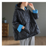 대형 가을 겨울 아가일 셔츠 재킷 후드 풀오버 코튼 의류 여성 야생 경량 패딩 따뜻한 파카 코트 h2033 : 다댄다