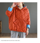 대형 가을 겨울 아가일 셔츠 재킷 후드 풀오버 코튼 의류 여성 야생 경량 패딩 따뜻한 파카 코트 h2033 : 다댄다