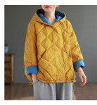 대형 가을 겨울 아가일 셔츠 재킷 후드 풀오버 코튼 의류 여성 야생 경량 패딩 따뜻한 파카 코트 h2033 : 다댄다