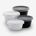 일회용 포장용기 소스용기 JH 105파이 소/중/대/특대 세트 화이트,블랙(1000개) : 대림팩