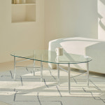 포더홈 레어 거실 소파 테이블 타원형 1000mm, 투명크롬 : 포더홈