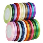 크리스마스 연말 선물 포장 리본끈 장식 공예 리본(25 야드롤) 6mm 실버 에지 싱글 페이스 새틴 도매 수동 diy 패브릭 : dzoohome 두쥬홈