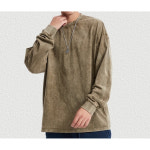 남성 긴팔 티셔츠 long sleeve washed cotton t shirt unisex loose 250gsm basic atumn tees tops brand h0394 : 인스마일