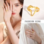R  Africa Map Rings for Women Party Gift Jewelry, Gold Color Stainless Steel Girls [A00073334] : 제이디넷0
