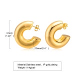 Bold Chunky Hoop Earrings for Women, Stainless Steel C Shaped Huggie, Punk Rock Str[C00073701] : 제이디글로벌3