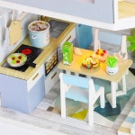 수제 M9 인형 하우스 빌라 주방 수영장 Diy 집 가구 이 미니어처 목조 주택 장난감 드 Jardin : 서현5 수정