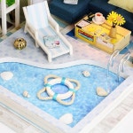 수제 M9 인형 하우스 빌라 주방 수영장 Diy 집 가구 이 미니어처 목조 주택 장난감 드 Jardin : 서현5 수정