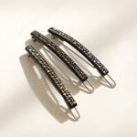 제이로렌 여성 데일리 프랑스 슬림 큐빅 2줄 포인트 헤어 옆머리 핀 : 제이로렌