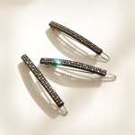 제이로렌 여성 데일리 프랑스 슬림 큐빅 2줄 포인트 헤어 옆머리 핀 : 제이로렌