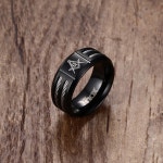 Vintage 9mm Masonic Ring Men Jewelry Black Stainless Steel With Wire Brother Gift[A00071915] : 제이디넷1000