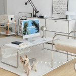 감성 테이블 홈인테리어  Lazio 커피 테이블 간단한 조합 흑백 스테인레스 스틸 작은 아파트 침실 커피 테이블의 길고 짧은 세트 : dzoohome... 