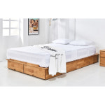 밝은 침실 헤드없는 엘다 원목 수납 침대프레임 Q 튼튼한 커플 : 워니S몰