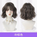 가발 여성 짧은 머리 단발 자연 웨이브 곱슬 통가발 여신 자연스러운 컬러 고열사 패션 : LA CT