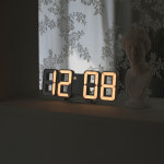 무아스 퓨어 미니 화이트골드 듀얼 LED 벽시계 벽걸이 무소음 디지털 전자 거실 인테리어 시계 : 무아스