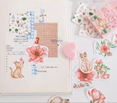 다꾸 꽃과 고양이스티커 조각스티커 : 보라빛 밤