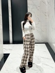 수입 무드 빈티지 와이드 체크 팬츠 (남녀공용, 분위기갑) P0011 : 블랑누아 BlancNoir