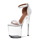 여성 봄 섹시한 20cm 울트라 하이힐 웨딩 파티 드레스 장대 댄스 샌들 신발 : 달리아라