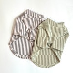 스트라이프목폴라티셔츠 XS~2XL 강아지옷 애견의류 겨울옷 줄무늬 목티 실내복 소형견 : 그로서리메리그린