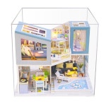 수제 M9 인형 하우스 빌라 주방 수영장 Diy 집 가구 이 미니어처 목조 주택 장난감 드 Jardin : 서현5 수정
