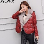 AYUNSUE여우 모피 칼라 양피 코트 가죽 자켓 여성용 Veste Cuir Femme J6 가을 겨울 : 서현 4 광명