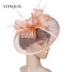 여성 레이디 더비 Sinamay 모자 레이스 헤어 액세서리 웨딩 모자를 위한 멋진 Fascinators 신부 머리띠 SYF78 : 서현6대림