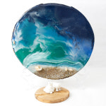 백곰이 있는 오동나무 버닝 해변 레진 아트 : 버들잎