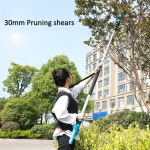 전동가위 정원원예전동가위 2.1m 긴 막대 220V 무선 정원 가위 정리기 30mm 최대 절단 전지 나뭇가지 커터 전기 전정 배터리 2 개 : 대광0