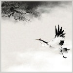 소나무 솔잎 동양화 학 수묵화 파르텔 민속벽지 시트지 롤스크린 : 으뜸데코