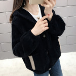 여성 가디건 두꺼운 밍크   겨울 핫 짧은 카디건 스타일 후드 코트 가을 양털 봄 : 드라원몰