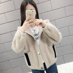 여성 가디건 두꺼운 밍크   겨울 핫 짧은 카디건 스타일 후드 코트 가을 양털 봄 : 드라원몰