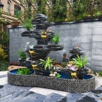 실내 분수 폭포 대형 rockery 흐르는 물 어항 장식품 야외 빌라 정원 안뜰 장식 물고기 연못 풍경 조경 부를 유치 : 퍼니치드