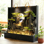 실내 인공 폭포 워터 커튼 월 로커리 흐르는 물 풍경 분수 가습 사무실 클럽 호텔 안뜰 대형 천장부터 바닥까지 내려오는 장식품 : 퍼니치드