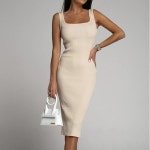 [무료배송]섹시한 니트 백리스 바디콘 롱 드레스 여성용, 코르덴 장식 붕대 드레스 파티 클럽 스키니 드레스 G1158, 2022 : 킴스문고