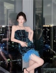 스팽글 원피스 반짝이 무대복 깃털 댄스복 드레스 오프숄더 : 미인샵1004