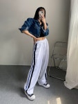 엔에이씨에어로빅*힙합댄스 | 형광 옆선 와이드팬츠 줌바닷컴 무대의상 단체복 방송댄스 줌바웨어 걸스힙합 에어로빅 댄스복 : 디디댄스