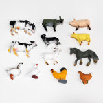 농장 동물 피규어 12pcs / 닭 젖소 개 말 돼지 스몰월드 모형 : 바니그라운드
