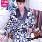 H5966 코랄 벨벳 가운 남성 두꺼운 따뜻한 홈웨어 플란넬 긴 소매 편안한 플러스 사이즈 소프트 캐주얼 플리스 나이트 웨어 : 서현 4 광명