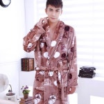 H5966 코랄 벨벳 가운 남성 두꺼운 따뜻한 홈웨어 플란넬 긴 소매 편안한 플러스 사이즈 소프트 캐주얼 플리스 나이트 웨어 : 서현 4 광명