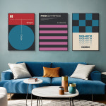 인테리어 바우 하우스 포스터 벽걸이 그림 거실 의류 커피 숍 주방 기하학 패턴 액자 : 골든에디션