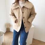 포켓 버튼 루즈핏 세라 빅카라 퀼팅 숏 패딩점퍼 : 어썸브라운