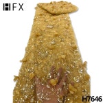 입체 모티브 레이스 웨딩 드레스 자재 Hfx 절묘한 3d 꽃 진주 페르시 패브릭 자수 장식 조각 신부 f7646에 대한 프랑스어 얇은 명주 그물... 