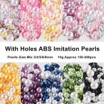 비즈구슬 공예150-200Pcs 다채로운 ABS 모조 진주 믹스 3-8mm 구멍이있는 둥근 구슬 DIY 팔찌 매력 목걸이 보석 만들기 : 바이플레저