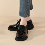 여성옥스포드화 DRKANOL옥스드 신발 라운드 토 레이스 업 플랫 힐 캐주얼 용빅 사이즈 : 나라오다