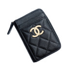 [국내당일발송] 샤넬 골든 카드지갑 지퍼 캐비어 금장 블랙 풀셋트 선물용 : GOODORDER