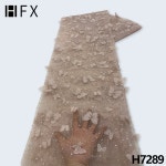 입체 모티브 레이스 웨딩 드레스 자재 Hfx 우아한 3d 나비 꽃 비즈 수 놓은 패브릭 파티 스팽글 얇은 명주 그물 패브릭 재료 f7289 : 디시디아
