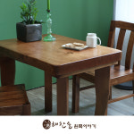 해찬솔 통원목 비담 테이블900 (2인용식탁 원목테이블)/통원목다리/다용도테이블 : 해찬솔원목-사라방드라탄